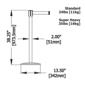 890 Tensabarrier Slimline Stanchion Specs