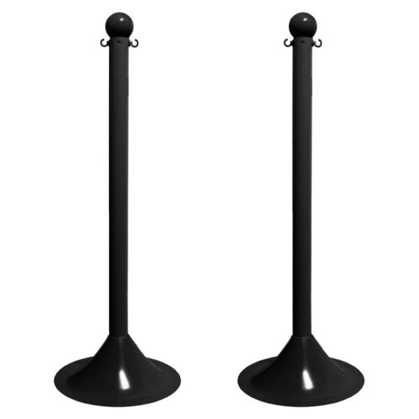 2-Inch Heavy Duty Plastic Stanchions 2-Pack Black