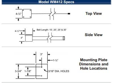 Wm412 Retracta-Belt Specs