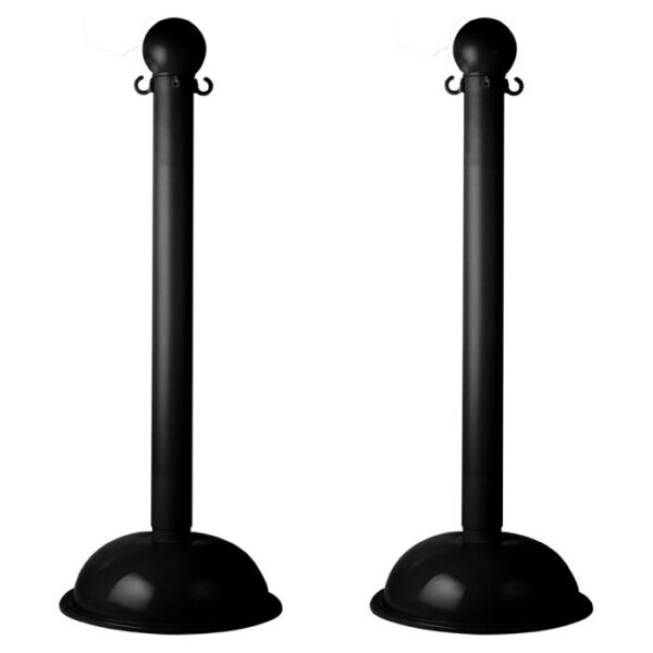 3-Inch Heavy Duty Plastic Stanchions 2-Pack Black