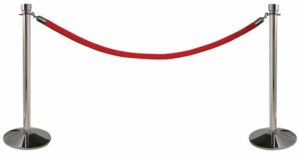 Queue In A Box - Polished Chrome Post With Red Velour Rope