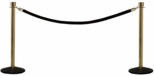 Queue In A Box - Polished Brass Post With Black Velour Rope