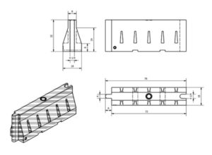 Low Profile Schemaric Drawing Parking Lot Style Plastic Jersey Barrier Schematic
