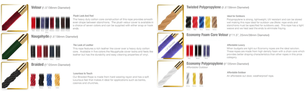 Post and Rope 8 Rope Options
