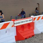 Water Filled Barricade System In Action at Grocery Store