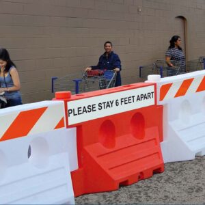 Water Filled Barricade System In Action At Grocery Store